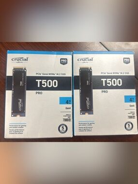 Crucial T500 Pro NVMe M.2 SSD Boxes — Black and Blue Accent